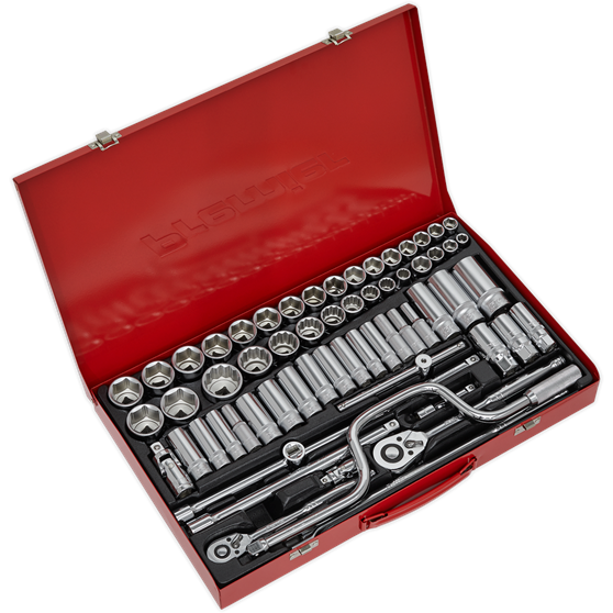 Sealey Socket Set 64pc 3/8" & 1/2"Sq Drive 6pt WallDrive Metric/Imperial