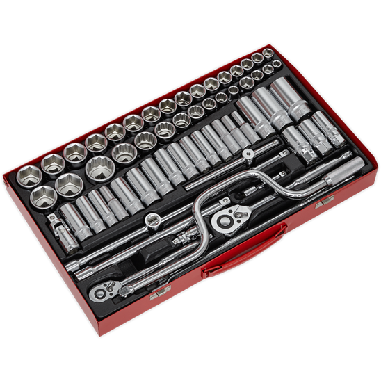 Sealey Socket Set 64pc 3/8" & 1/2"Sq Drive 6pt WallDrive Metric/Imperial