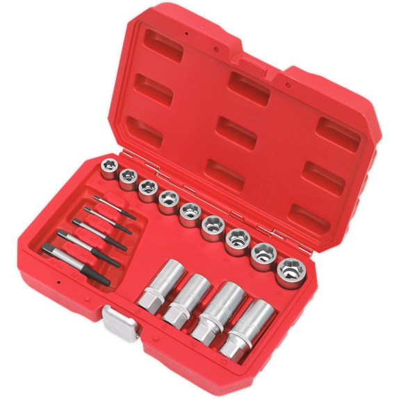 Sealey Bolt Stud & Screw Extractor Set 18pc AK751 Sealey - Town Tools 