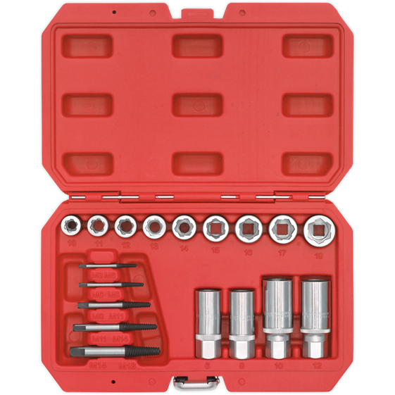 Sealey Bolt Stud & Screw Extractor Set 18pc AK751 Sealey - Town Tools 