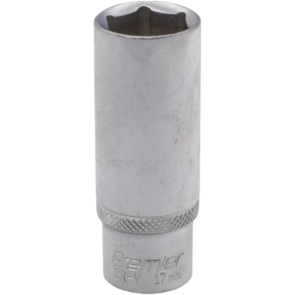 Sealey 3/8"Dr Deep Socket 17mm (Micro Satin Finish)