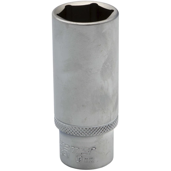 Sealey 3/8"Dr Deep Socket 19mm (Micro Satin Finish)
