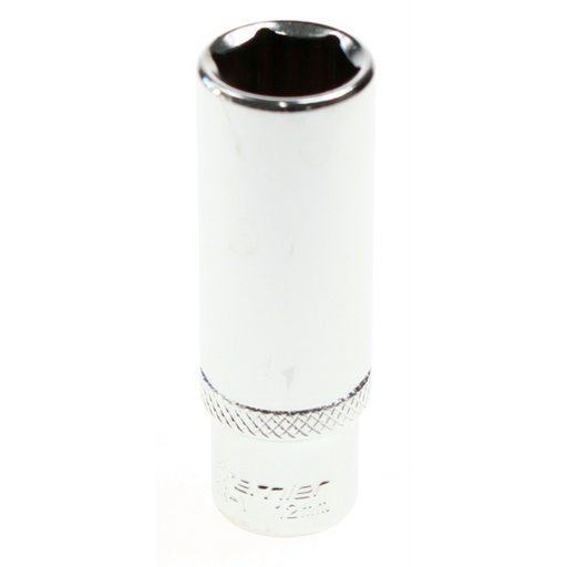 Sealey Deep socket 1/4" dr. 12mm 6pt (mirror/knurl)
