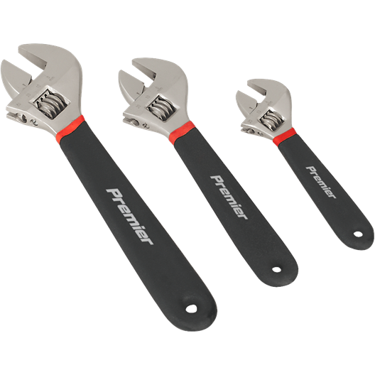 Sealey Adjustable Wrench Set 3pc Ni-Fe Finish AK907 Sealey - Town Tools 