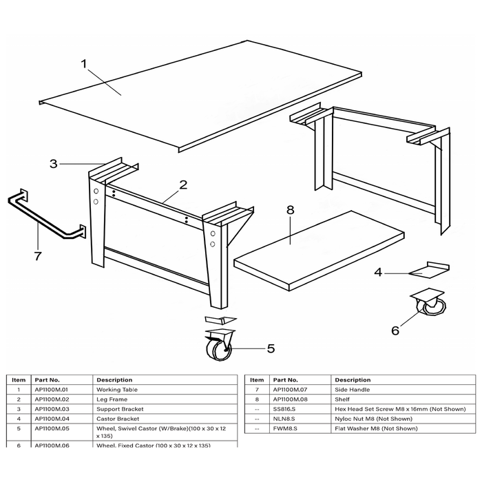 Sealey Wheel,fixed castor (100x11x31x135)