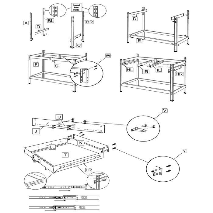 Sealey Drawer mounts, centre right (605mm)