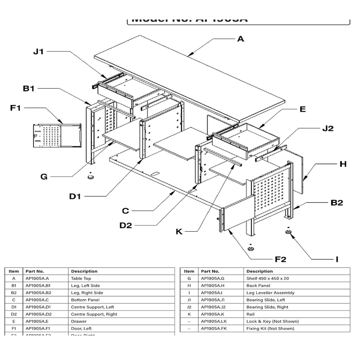 Sealey Table top