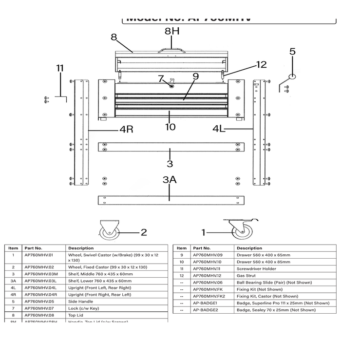 Sealey Shelf,lower (760x435x60mm)