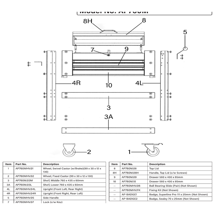 Sealey Heavy-duty 'pu' castor 4"