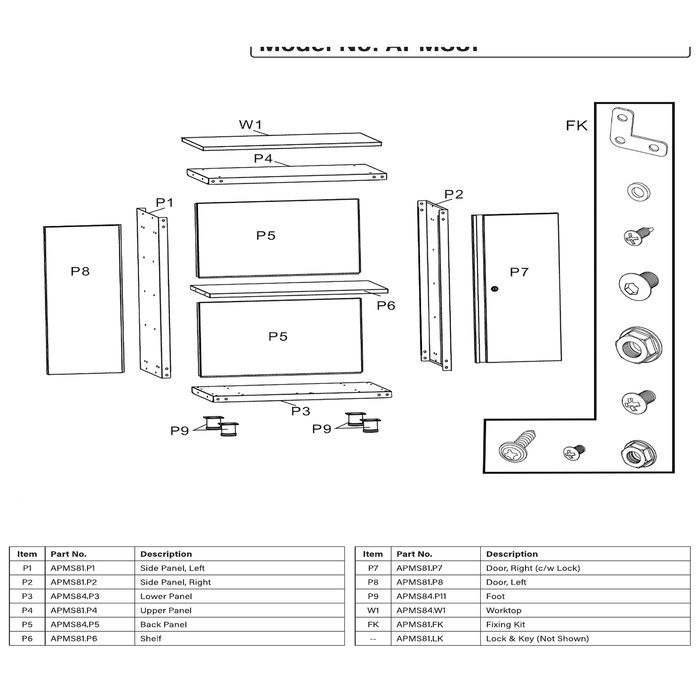 Sealey Fixing kit for apms81