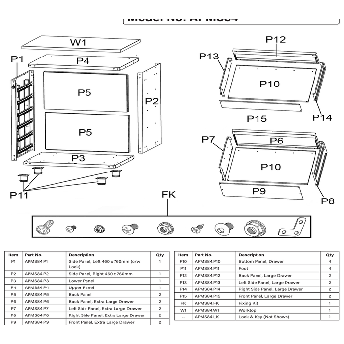 Sealey Right side panel for extra-large drawer