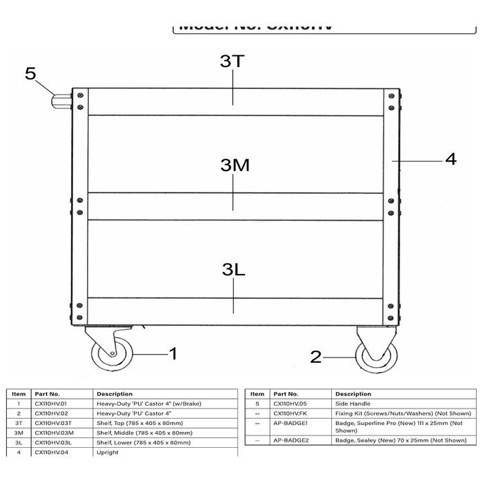 Sealey Upright (for three shelves)
