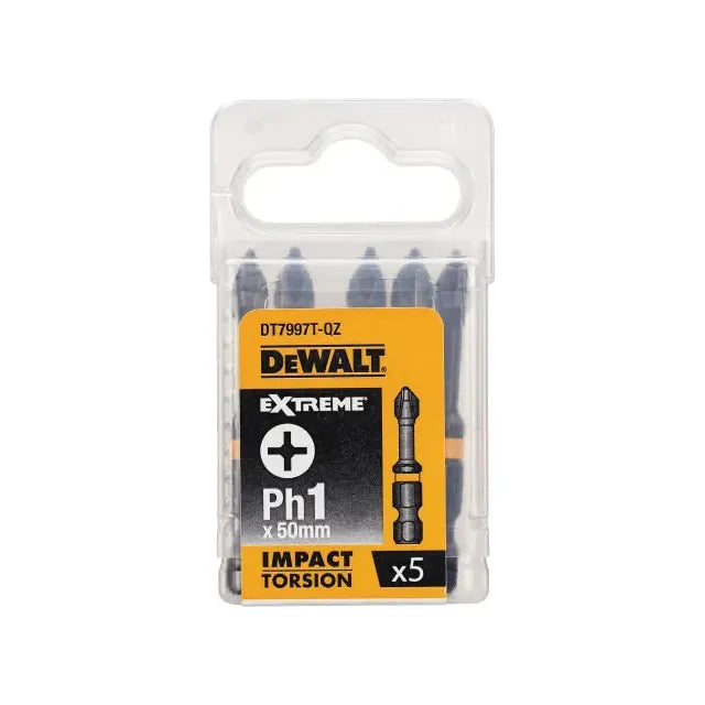 Dewalt Power Tools Impact Torsion Bits PH1 x 50mm (Pack 5) DeWALT Power Tools - Town Tools