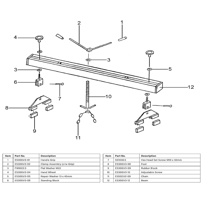 Sealey Operating clamp ass'y (inc 2x es300.v3-01)