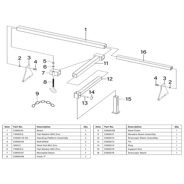 Sealey Telescopic beam