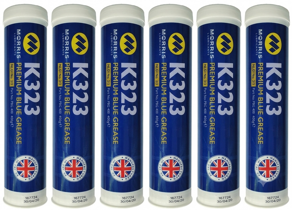 6x Morris K323 Blue Grease Cartridge 400g Premium Lithium Calcium High Pressure