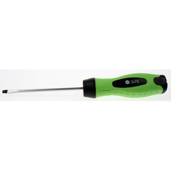 Sealey Screwdriver (slotted) 3x75mm 'hi-vis' hammer-thru