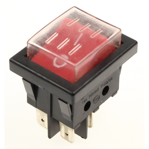 Sealey switch, red on/off rocker c/w cover (16a/250v) 25/T100