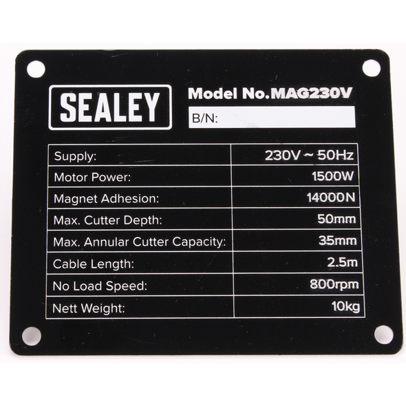 Sealey Nameplate (for MAG230V only)