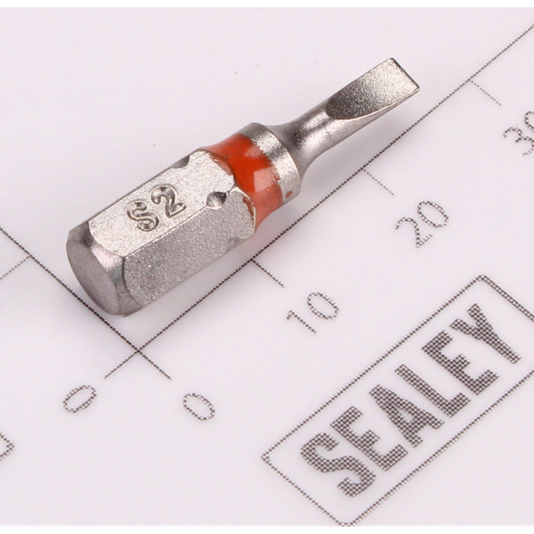 Sealey 1/4"Dr Slotted Bit 3mm 25mmL (Orange)