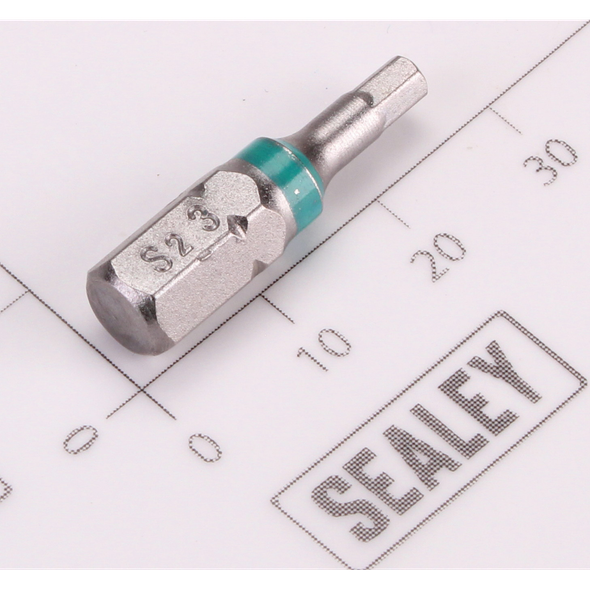 Sealey 1/4"Dr Hex Bit 3mm 25mmL (Green)