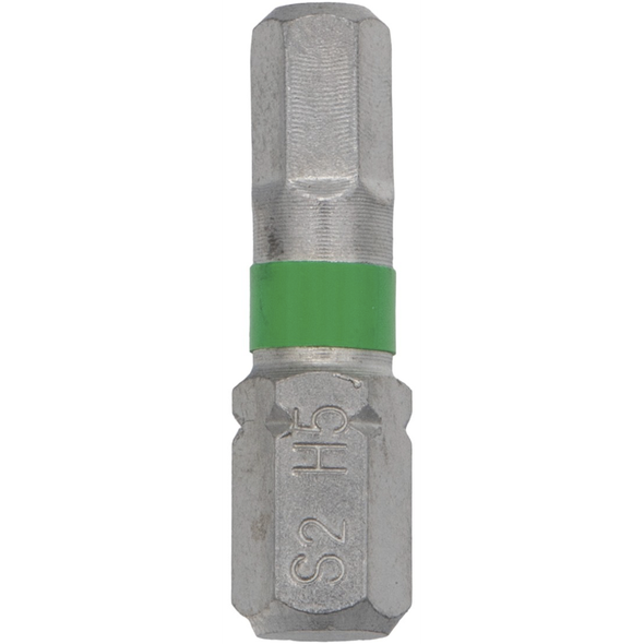 Sealey 1/4"Chrome Hex Bit H5 25mmL (Green)