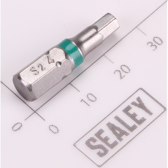 Sealey 1/4"Dr Hex Bit 4mm 25mmL (Green)