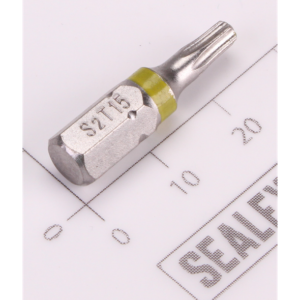 Sealey 1/4"Dr Trx-Star Bit T15 25mmL (Yellow)