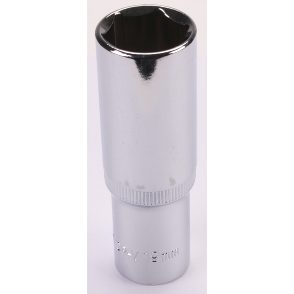 Sealey 1/2"Dr Deep Socket 19mm (Mirror Finish)