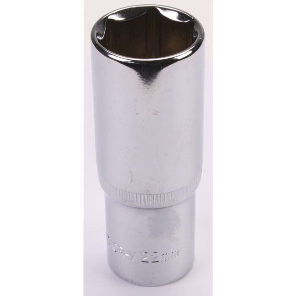 Sealey 1/2"Dr Deep Socket 22mm (Mirror Finish)