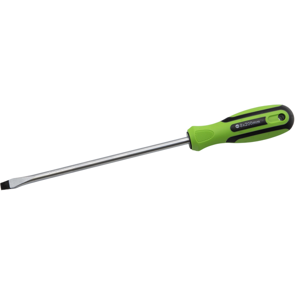 Sealey Slotted Screwdriver SL8 x 200mml (Black/Green)