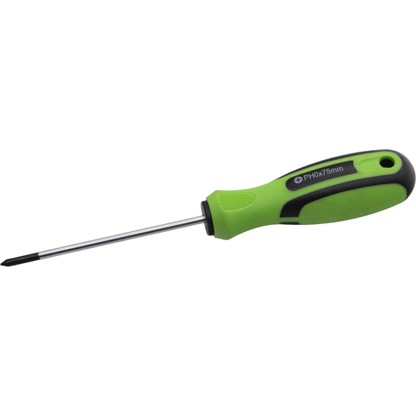 Sealey Phillips Screwdriver PH0 x 75mml (Black/Green)
