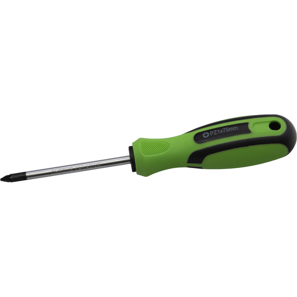 Sealey Pozi Screwdriver PZ1 x 75mml (Black/Green)