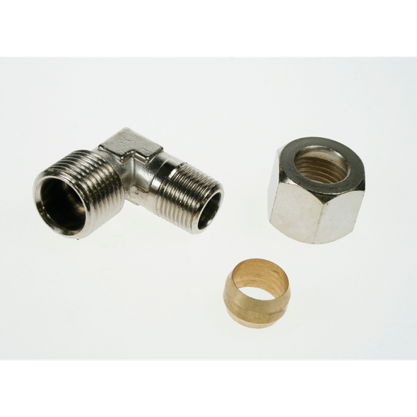 Sealey Elbow 3/8"bsp male- 14mm pipe c/w olive
