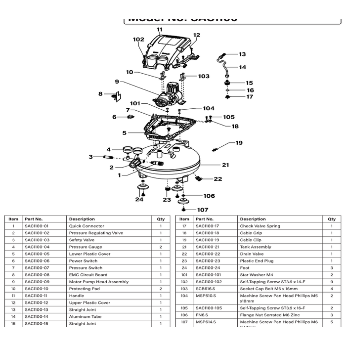 Sealey Motor Pump Head Assembly