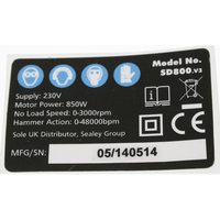 Sealey Label, r/h side SD800.V3-15