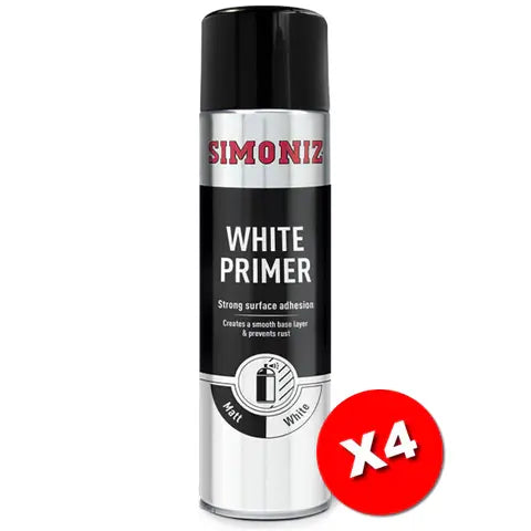 4x Simoniz Large White Primer Acrylic Aerosol Car Spray Paint 500ml SIMP12D Simoniz - Town Tools 