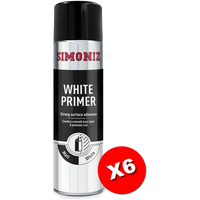 6x Simoniz Large White Primer Acrylic Aerosol Car Spray Paint 500ml SIMP12D