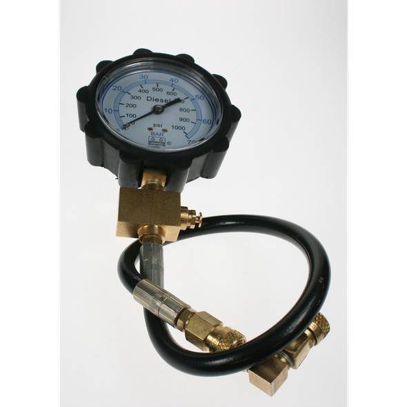 Sealey Gauge & hose ass'y c/w coupler elbow 1000psi 70bar