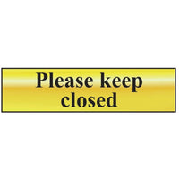 Scan Please Keep Closed - Polished Brass Effect 200 x 50mm