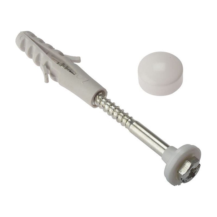 Forgefix W.C. Fixing Kit White Cap M6 x 80mm (1 Pair) ForgeFix - Town Tools