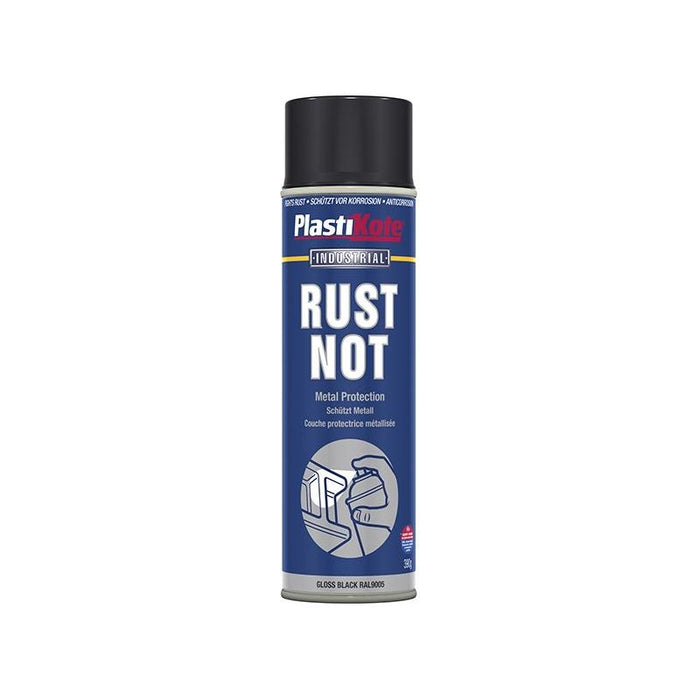 Plastikote Rust Not Spray Gloss Black 500ml PlastiKote - Town Tools