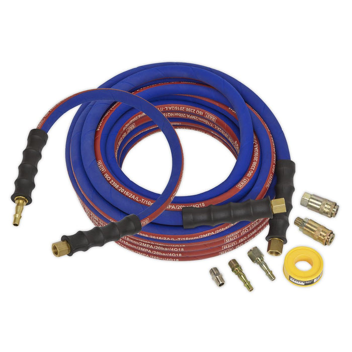 Sealey Extra-Heavy-Duty Air Hose Kit with Connectors 15m x 10mm AHK02 Sealey - Town Tools 