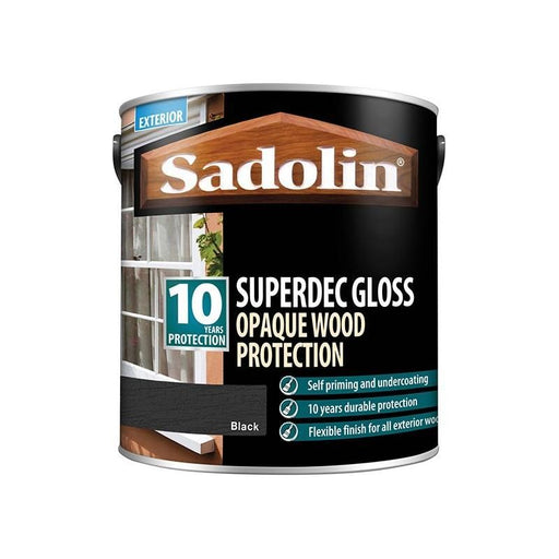 Sadolin Superdec Opaque Wood Protection Black Gloss 2.5 litre Sadolin - Town Tools
