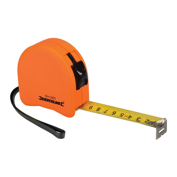 Silverline Hi-Vis Contour Tape 8m / 26ft x 25mm Silverline - Town Tools 