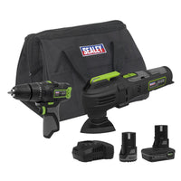 2 x SV10.8 Series Cordless Combi Drill & Multi-Tool Kit 10.8V - 2 Batteries