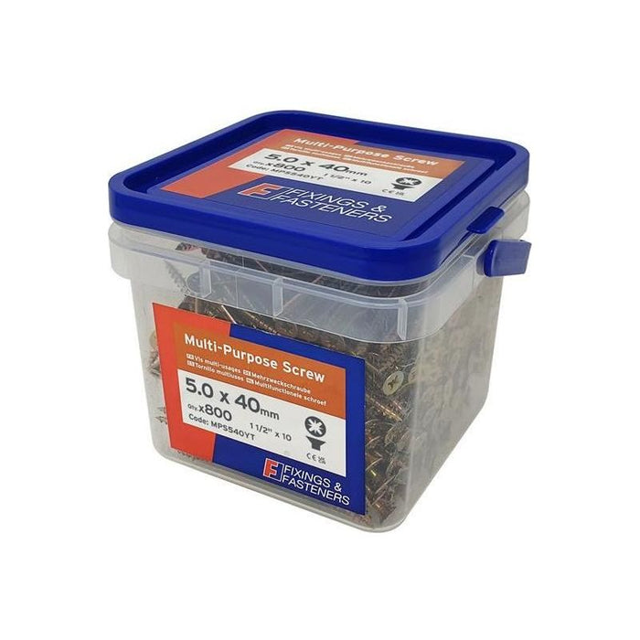 Forgefix Multi-Purpose Pozi Compatible Screw CSK ST ZYP 5.0 x 40mm Tub 800 ForgeFix - Town Tools