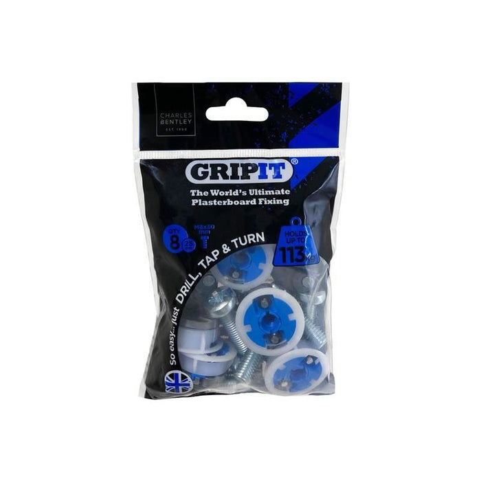 Gripit Blue Plasterboard Fixings 25mm (Pack 8) Gripit - Town Tools