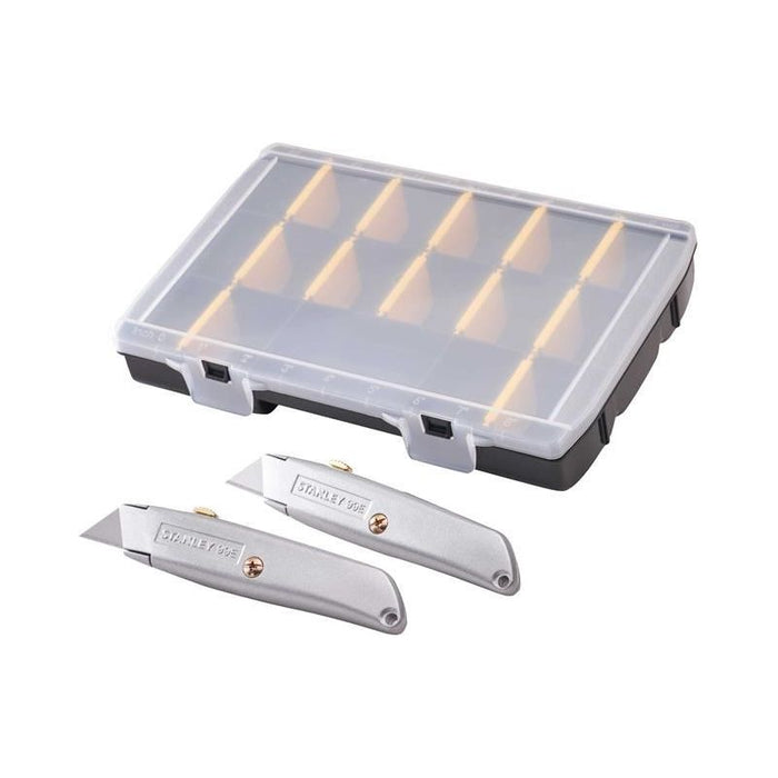 Stanley® Hand Tools 99E Trimming Knife Twin Pack with 50 Spare Blades in Organiser STANLEY® Hand Tools - Town Tools