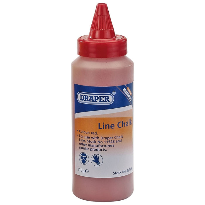 Draper Plastic Bottle of Red Chalk for Chalk Line, 115g 42975 Draper - Town Tools 